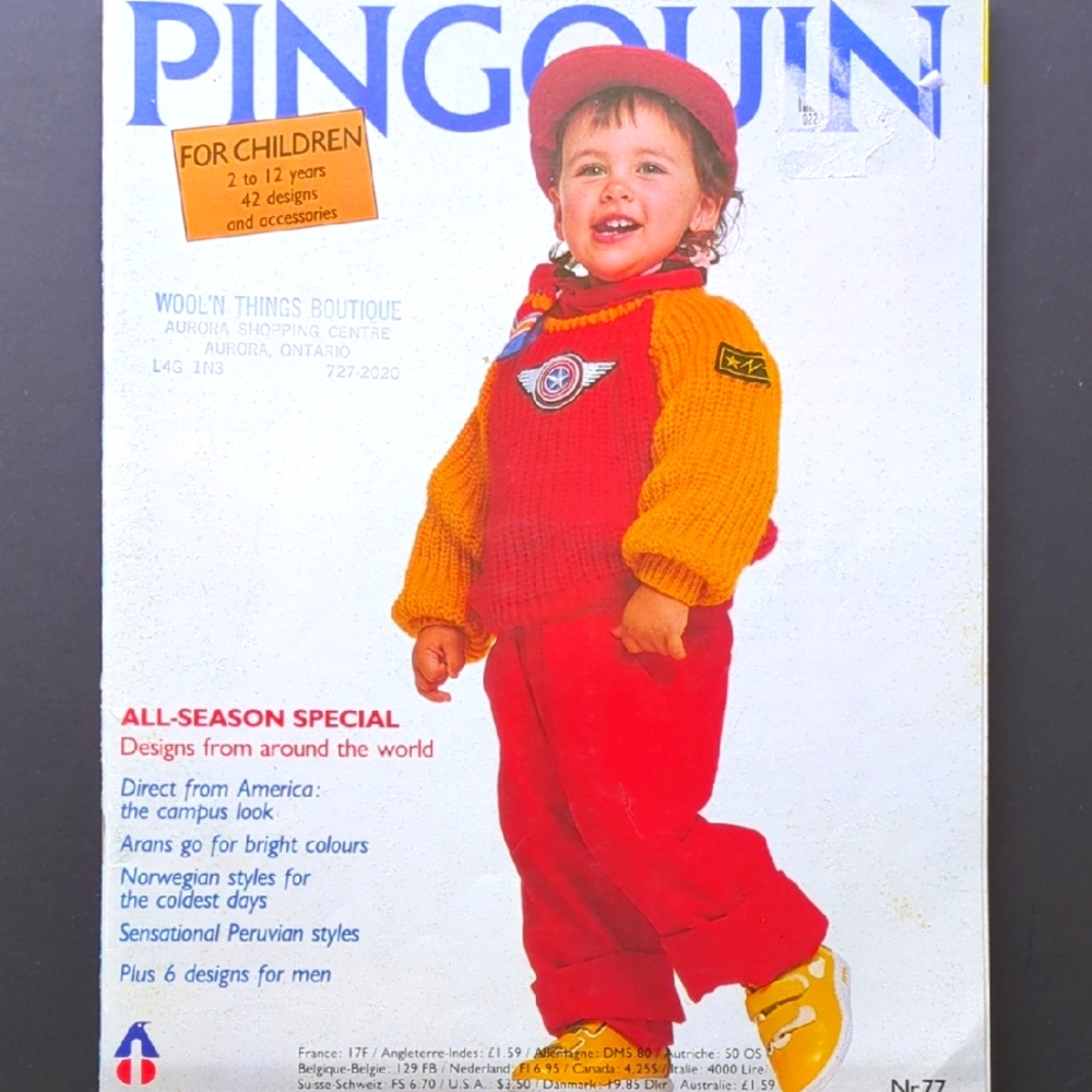 Pingouin Nr77 Knitting Patterns For Children 2-12 Yrs Nordic Aran International